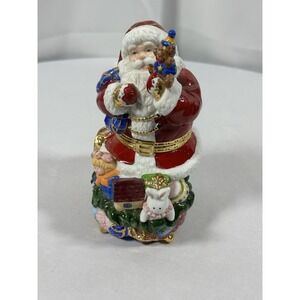 Traditions Santa Claus Porcelain Keepsake‎ Box Hinged Decorative Trinket Box